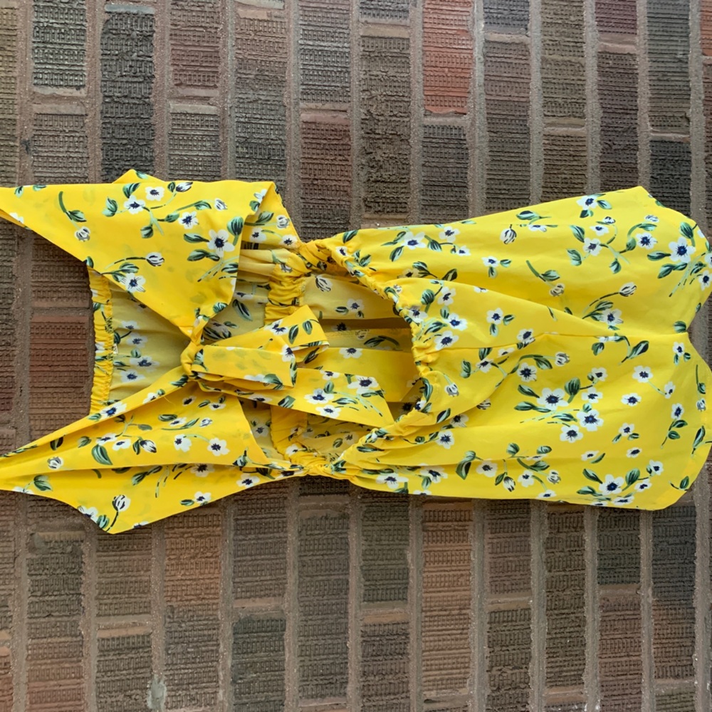 Yellow Floral Tie-Front Romper